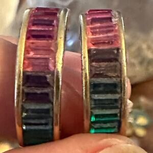 Swarovski Vintage Roman Multi Color Crystals Pendant Earrings